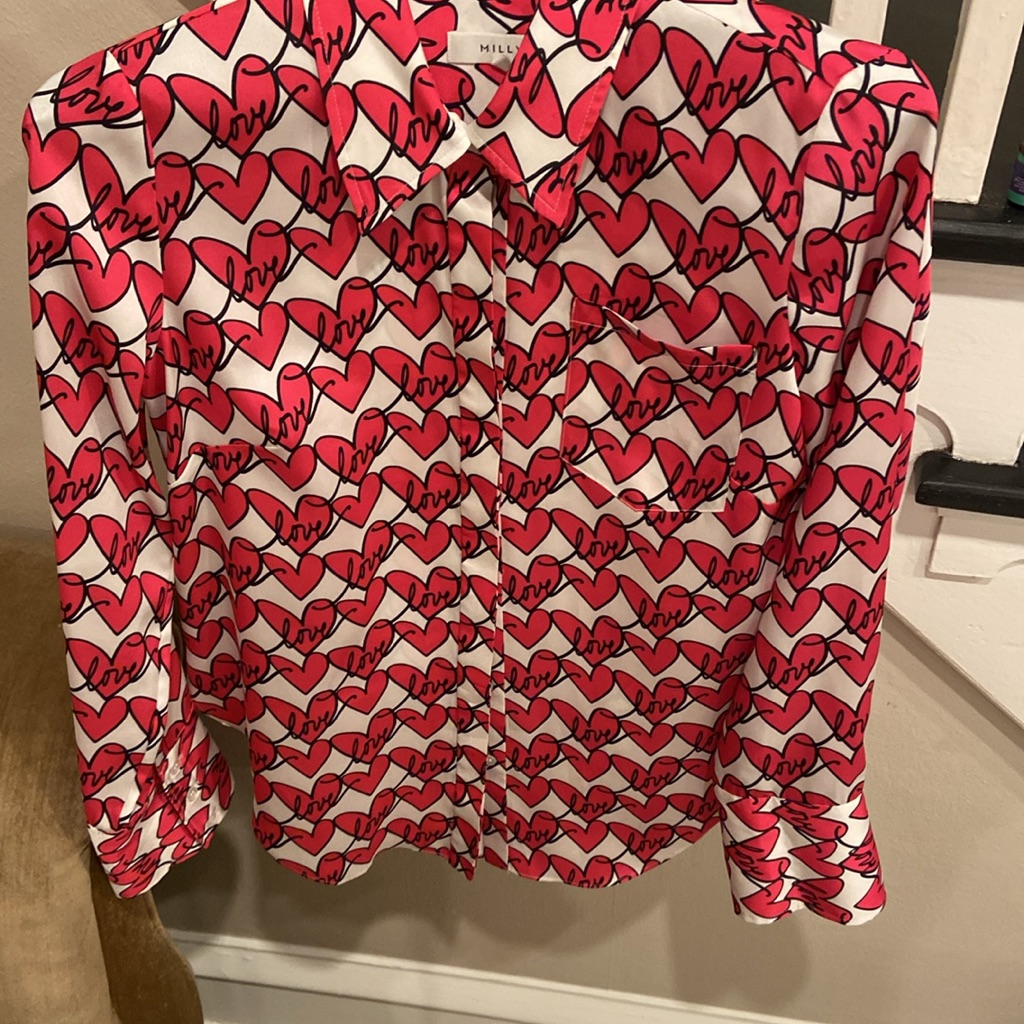 Milly Twill Pink White & Black Love Top S 10 Love Condition Lookin 4a